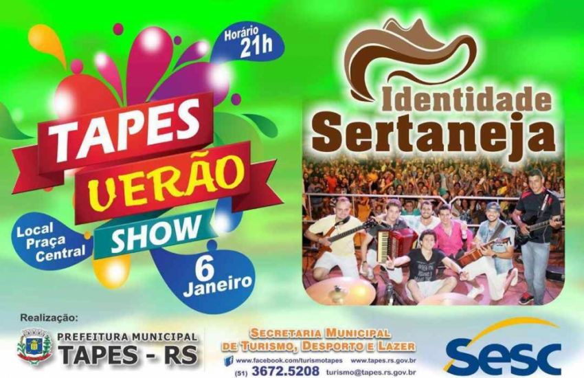 Neste sábado (6) tem a retomada do Projeto Tapes Verão Show com a banda Identidade Sertaneja 