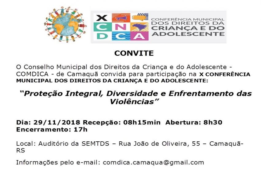 Comdica de Camaquã realizará conferência municipal dos direitos da criança e do adolescente 