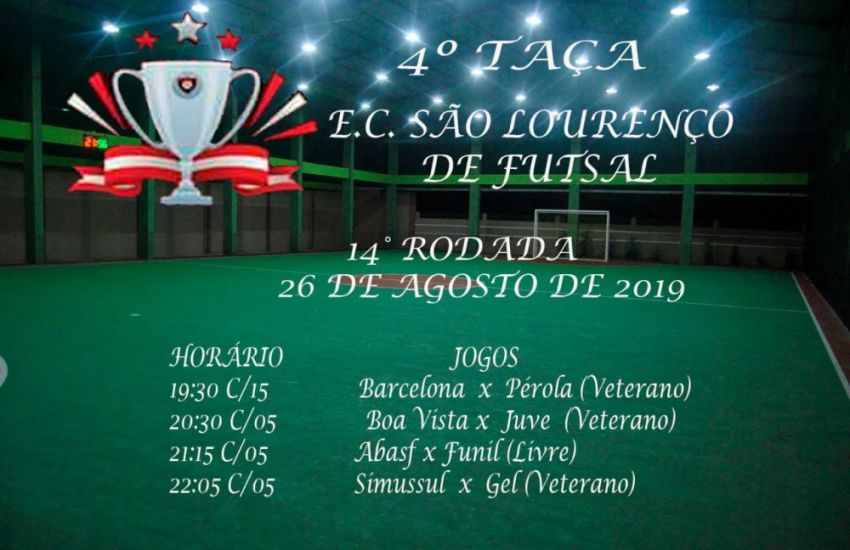 14ª rodada da Taça São Lourenço de futsal acontece nesta segunda-feira  