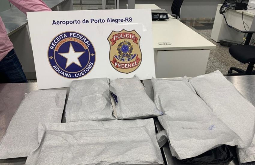 Passageiro argentino é preso com mais de 8 Kg de drogas no Aeroporto Salgado Filho, em Porto Alegre 