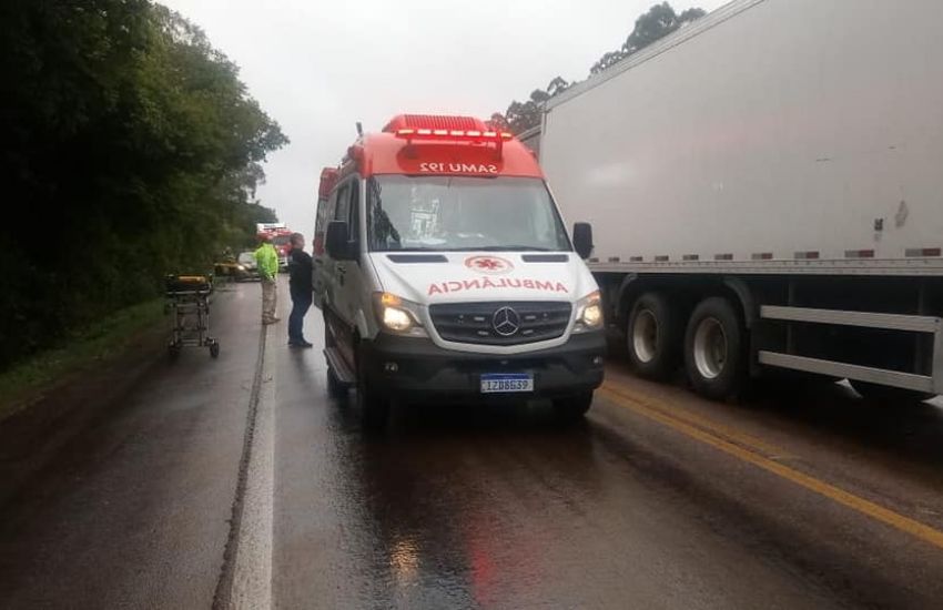 Acidente entre dois caminhões deixa feridos na BR-116 em Tapes 