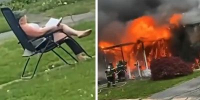 Mulher põe fogo em residência com outra pessoa dentro e senta para assistir