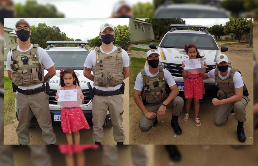 Policiais militares surpreendem menina no dia do aniversário em Camaquã 