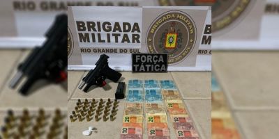 Força Tática prende homem com pistola, munições, arma e droga em Camaquã