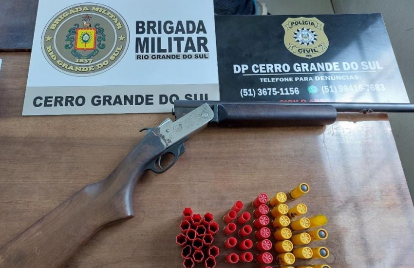 Homem é preso com arma e várias munições dentro de casa em Cerro Grande do Sul  