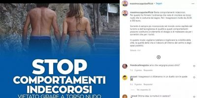 Cidade turística da Itália passa a multar quem andar sem camisa e de biquíni