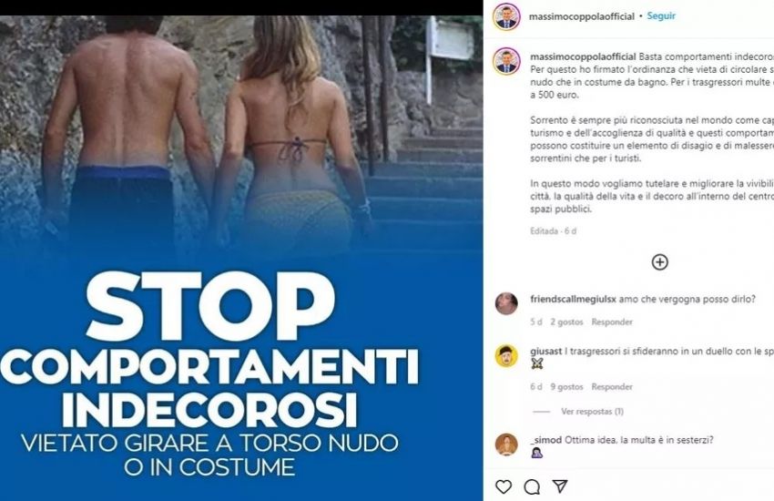 Cidade turística da Itália passa a multar quem andar sem camisa e de biquíni 