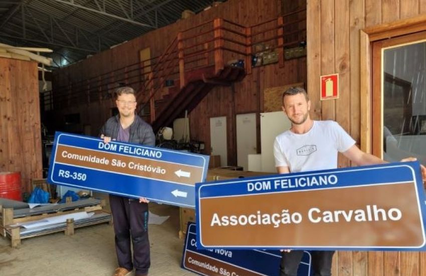 Prefeitura de Dom Feliciano continua instalação de placas na zona rural 