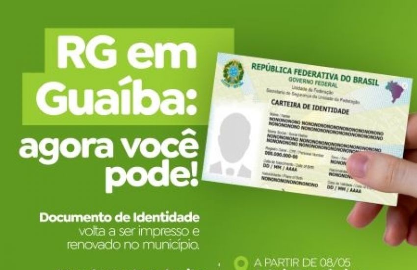 Impressão e renovação de documentos de Identidade (RG), em um novo formato,  em Guaíba