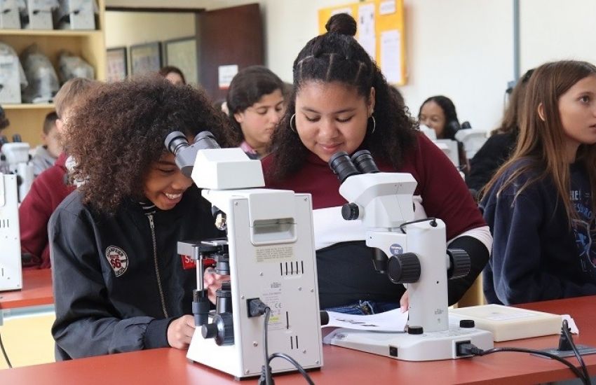 Estudantes da rede pública de São Lourenço do Sul visitam laboratório de microscopia da FURG 
