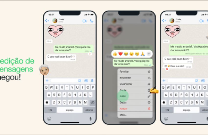 WhatsApp agora permite edição de mensagens já enviadas em até 15 minutos 