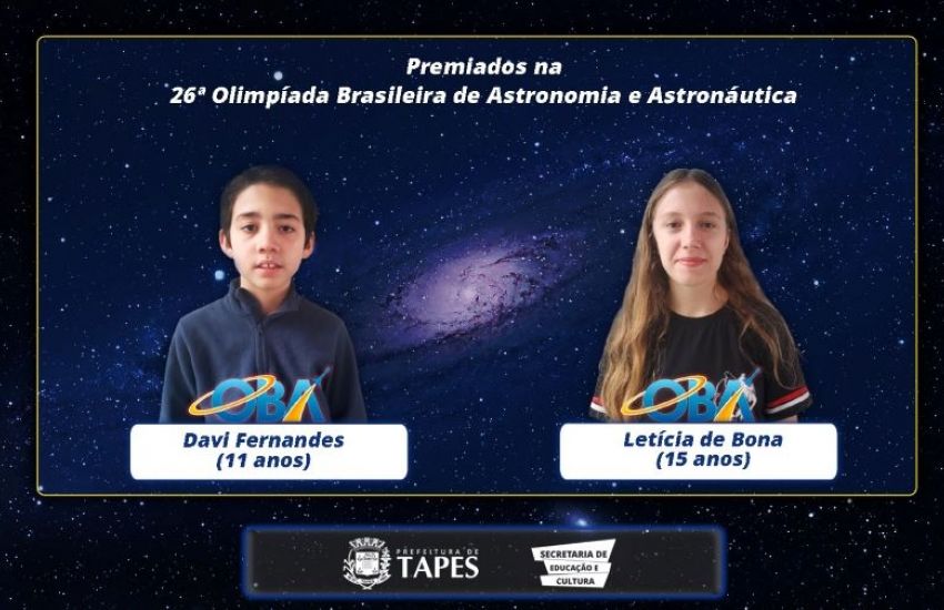 Estudantes de Tapes conquistam medalha de ouro na Olimpíada Brasileira de Astronomia e Astronáutica 