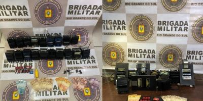 Brigada Militar apreende equipamentos e dinheiro em operação contra jogos de azar em Camaquã e São Lourenço do Sul