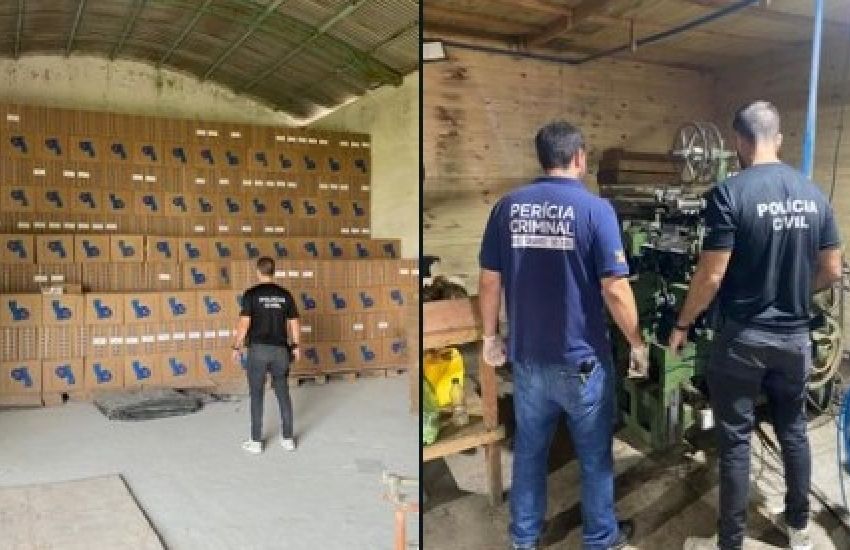 Volume de produtos ilegais apreendidos em fábrica clandestina de cigarros em Cristal chegou a 30 toneladas 