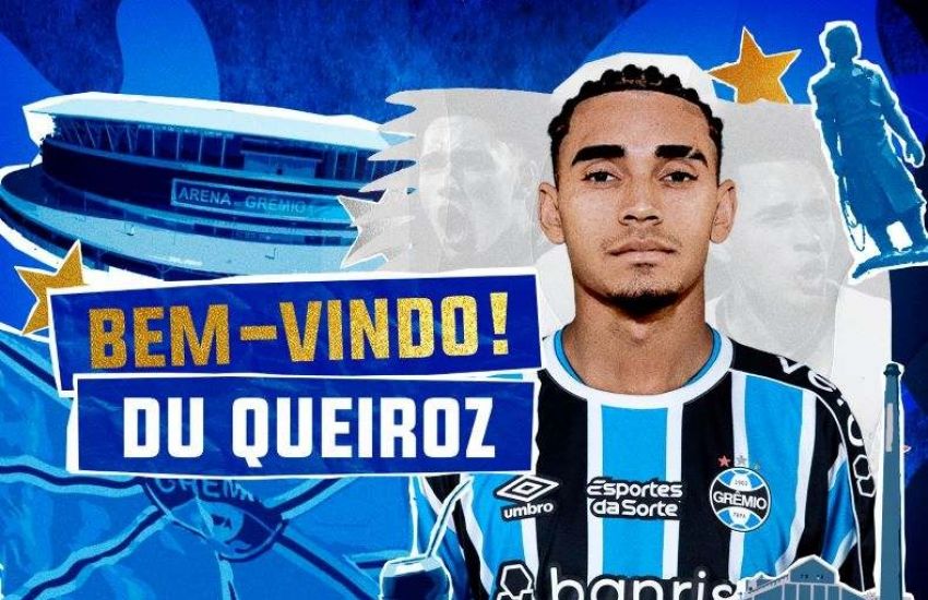 Grêmio anuncia a contratação do volante Du Queiroz, de 24 anos 