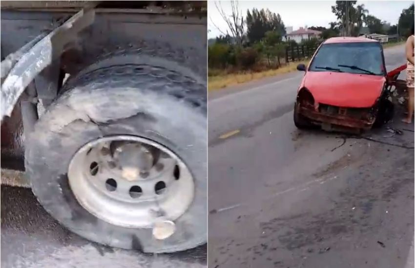Jovem fica gravemente ferido após colisão entre carro e caminhão em São Lourenço do Sul 