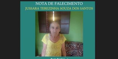 OBITUÁRIO: Nota de Falecimento de Jussara Terezinha Souza dos Santos, de 63 anos