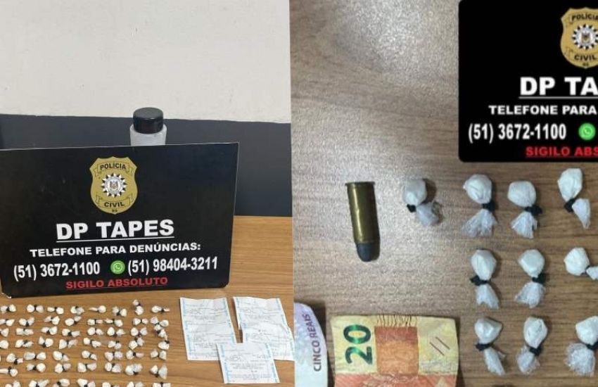 Ações distintas da Polícia Civil resultam em duas prisões por tráfico de drogas em Tapes 