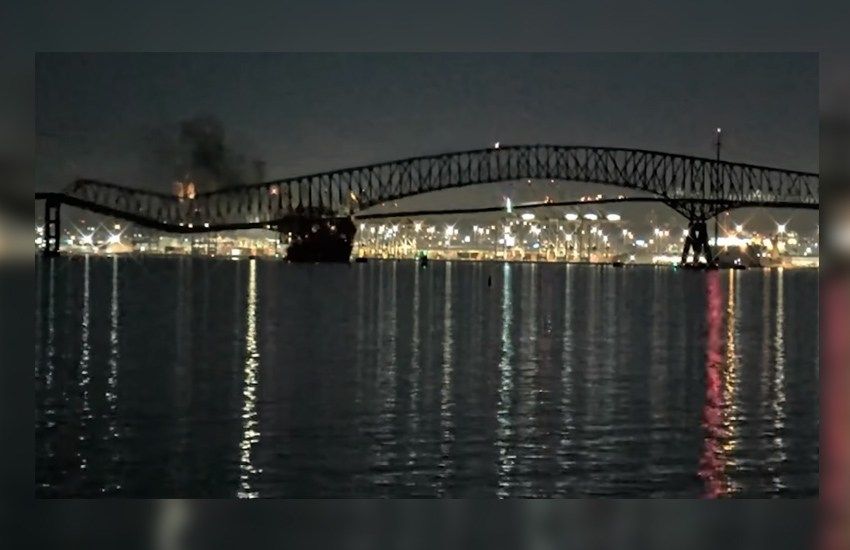 VÍDEO: ponte desaba após navio cargueiro bater contra a estrutura em Baltimore, nos EUA 