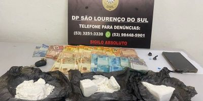 Droga, dinheiro e carro são apreendidos em São Lourenço do Sul