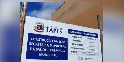 Construção da nova sede da Secretaria da Saúde e da Farmácia Municipal segue avançando em Tapes