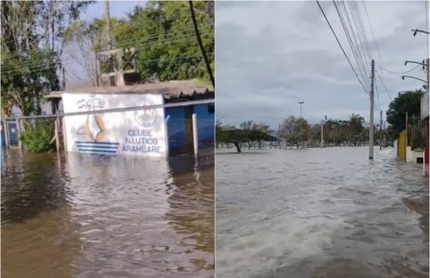 Lagoa dos Patos começa a avançar e inunda partes das cidades de Arambaré e São Lourenço do Sul 