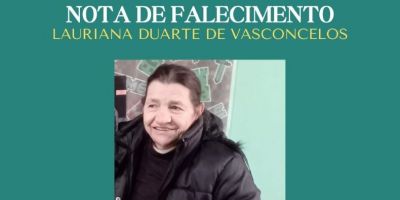 OBITUÁRIO: Nota de Falecimento de Lauriana Duarte de Vasconcelos, de 70 anos