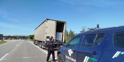 RF apreende caminhão com carga de vinhos estrangeiros em Pelotas