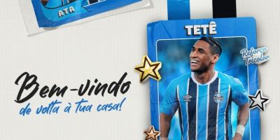 Grêmio anuncia o retorno do atacante Tetê, de 25 anos